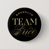 Klassiek Script Team Bruid Bruiloft Naam Knop Ronde Button 5,7 Cm (Voorkant)