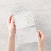 Klassiek script Traditiona Wording Gold Quinceañer All In One Uitnodiging (Afscheurbaar)