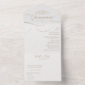 Klassiek script Traditiona Wording Gold Quinceañer All In One Uitnodiging (Binnen)