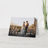 Klassiek Script Trouwfoto Dank u kaart (Voorkant)