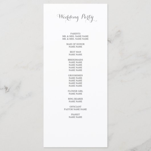 Klassiek script | Trouwprogramma Programmakaart (Achterkant)