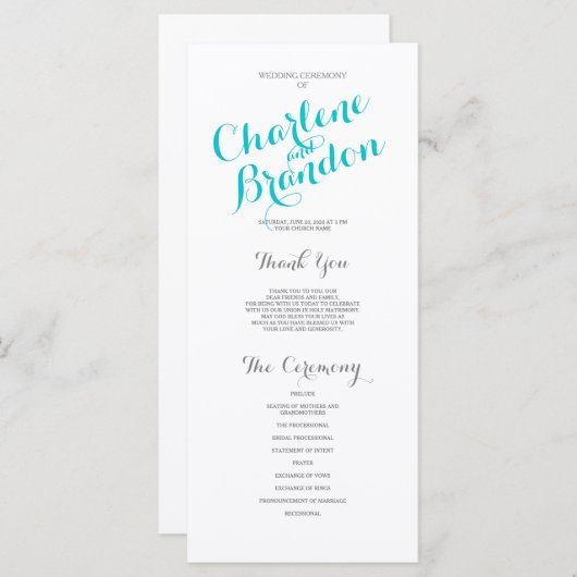 Klassiek script | Trouwprogramma Programmakaart (Voorkant / Achterkant)