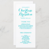 Klassiek script | Turquoise huwelijksprogramma's Programmakaart (Voorkant / Achterkant)