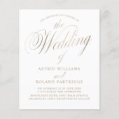 Klassiek Script Wit & Goud Budget Bruiloft (Voorkant)