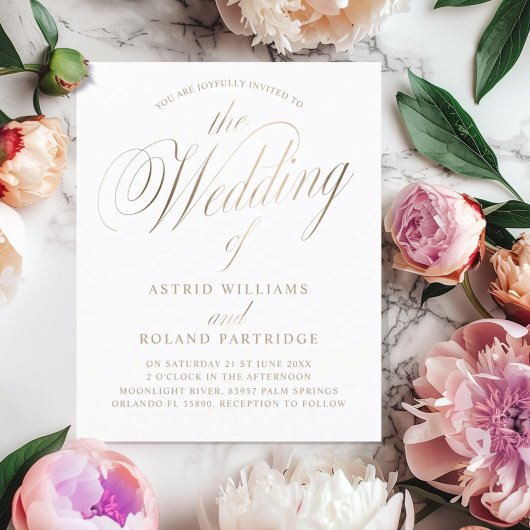 Klassiek Script Wit & Goud Budget Bruiloft