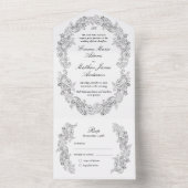 Klassiek Script Zwart & Wit Gotische Bruiloft All In One Uitnodiging (Binnen)