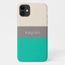 Klassiek Seafoam Groen Kleurenblok met Naam Case-Mate iPhone Case