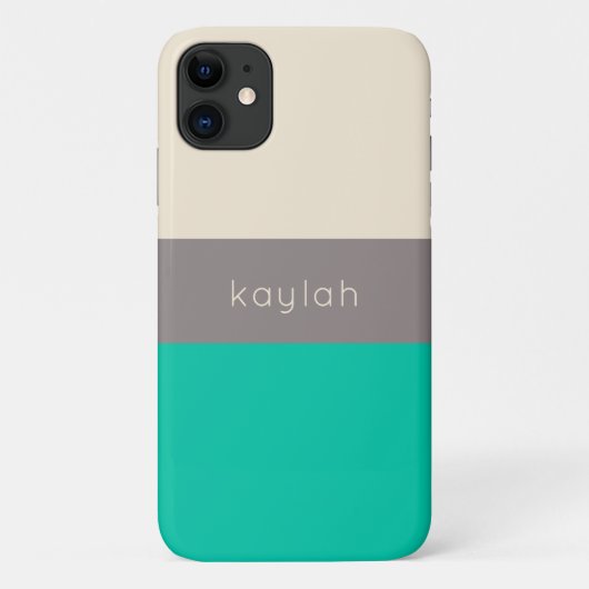 Klassiek Seafoam Groen Kleurenblok met Naam Case-Mate iPhone Case (Achterkant)