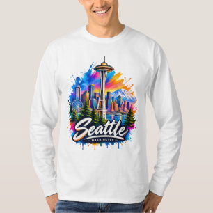 Klassiek Seattle Washington Reis Stedelijk Landmar T-shirt