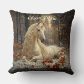 Klassiek Sepia Woud Eenhoorn Kasteel Sprookje Pony Kussen (Voorkant)