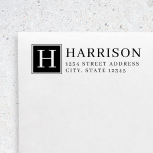 Klassiek Serif Monogram Zakelijk Retouradres Zelfinktende Stempel