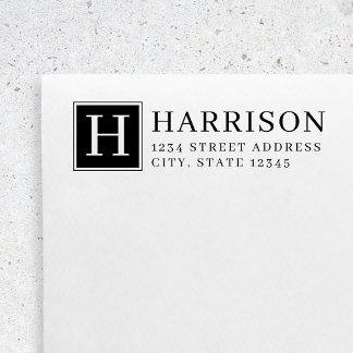 Klassiek Serif Monogram Zakelijk Retouradres Zelfinktende Stempel