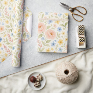Klassiek Shabby Chic Frans Bloemmotief Patroon Cadeaupapier