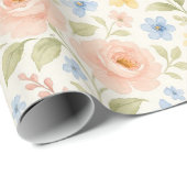 Klassiek Shabby Chic Frans Bloemmotief Patroon Cadeaupapier (Rol Hoek)