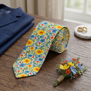 Klassiek Siciliaans Kleurig Blad Floral Kunstpatro Stropdas