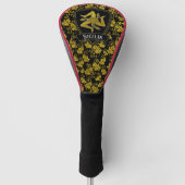 Klassiek Siciliaans Trinacria Gold Leaf Pattern Golfheadcover (Voorkant)