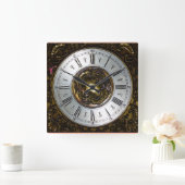 KLASSIEK | Sier roman cijfersafbeelding Vierkante Klok (Huis)