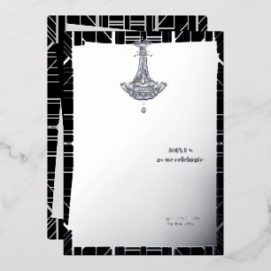 Klassiek SILVER Gatsby Flapper Vrijgezellenfeest Folie Uitnodiging
