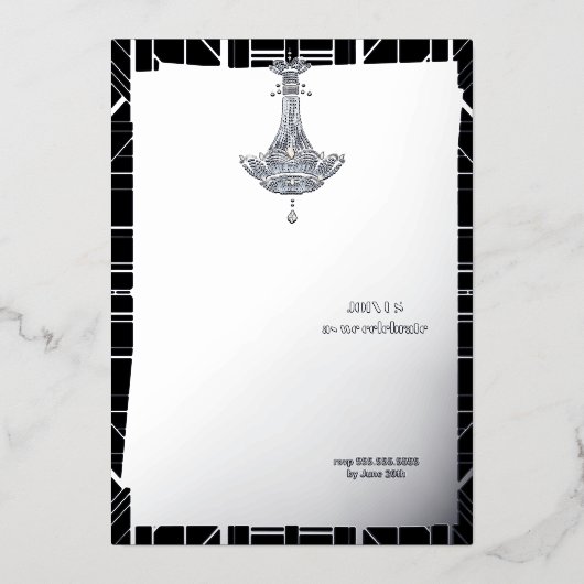 Klassiek SILVER Gatsby Flapper Vrijgezellenfeest Folie Uitnodiging (Voorkant)