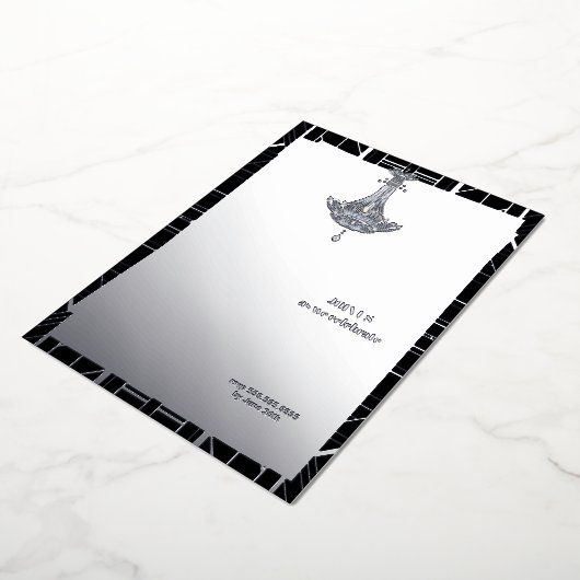 Klassiek SILVER Gatsby Flapper Vrijgezellenfeest Folie Uitnodiging (Gedraaid)