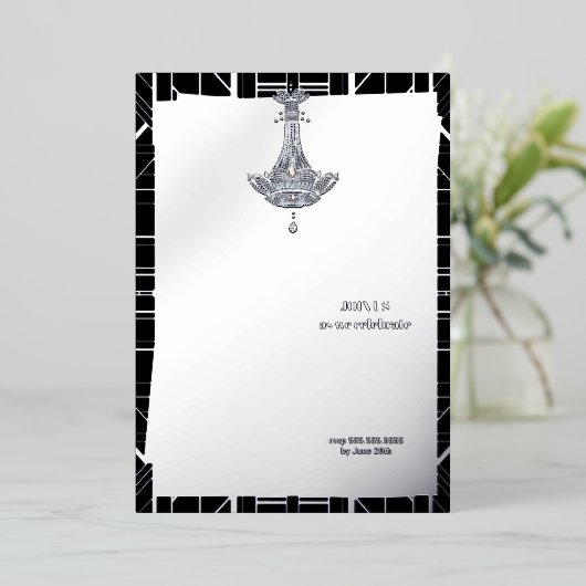 Klassiek SILVER Gatsby Flapper Vrijgezellenfeest Folie Uitnodiging (Staand Voorkant)