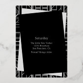 Klassiek SILVER Gatsby Flapper Vrijgezellenfeest Folie Uitnodiging (Achterkant)