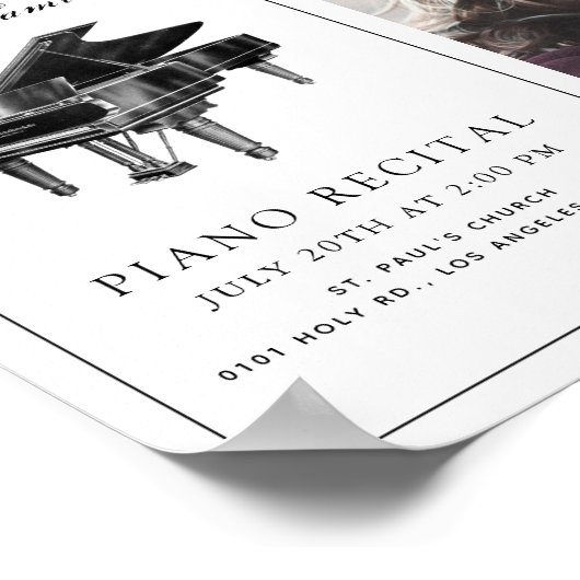 Klassiek Simple White Piano Overweging Foto Poster (Hoek)