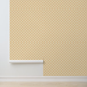 Klassiek Sinaasappel en Beige Scallop Pattern Behang