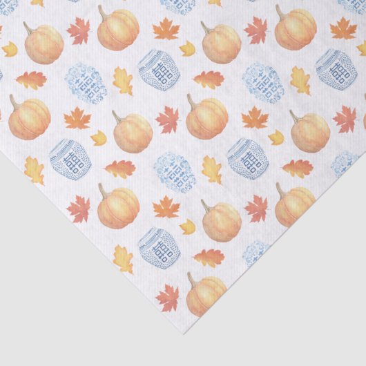 Klassiek Sinaasappel en blauw, herfstbladeren met Tissuepapier (Detail)