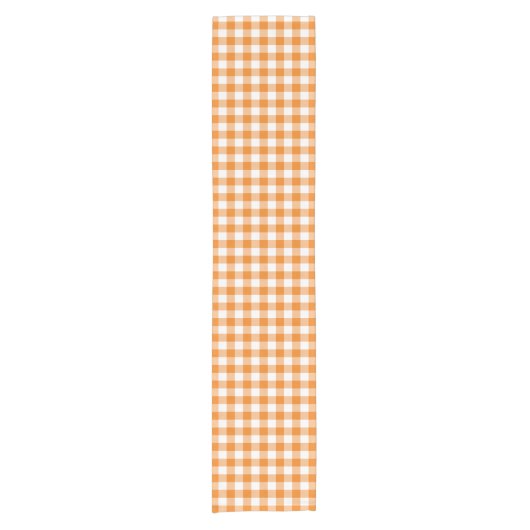 Klassiek Sinaasappel en wit Gingham Check Pattern Korte Tafelloper (Voorkant)
