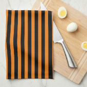 Klassiek Sinaasappel en zwart Vertical Stripes Theedoek (Quarter Fold)