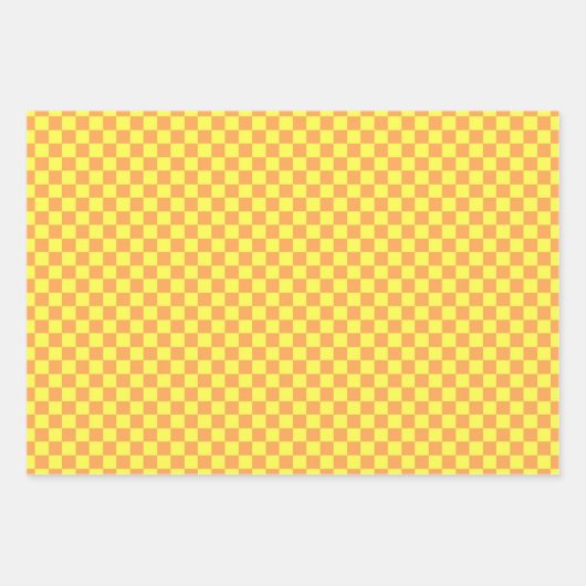 Klassiek Sinaasappel, geel geruit Inpakpapier Vel (Voorkant 3)