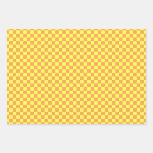 Klassiek Sinaasappel, geel geruit Inpakpapier Vel (Voorkant)