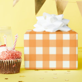 Klassiek Sinaasappel Gingham geruit patroon Cadeaupapier