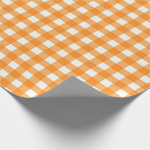 Klassiek Sinaasappel Gingham geruit patroon Cadeaupapier (Hoek)