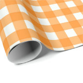 Klassiek Sinaasappel Gingham geruit patroon Cadeaupapier (Rol Hoek)