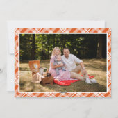 Klassiek Sinaasappel Tartan Plaid Twee foto's Kers Feestdagenkaart (Achterkant)