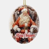 Klassiek  Sinterklaas zittend op een stoel Keramisch Ornament (Rechts)