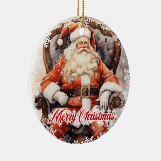 Klassiek Sinterklaas zittend op een stoel Keramisch Ornament (Rechts)