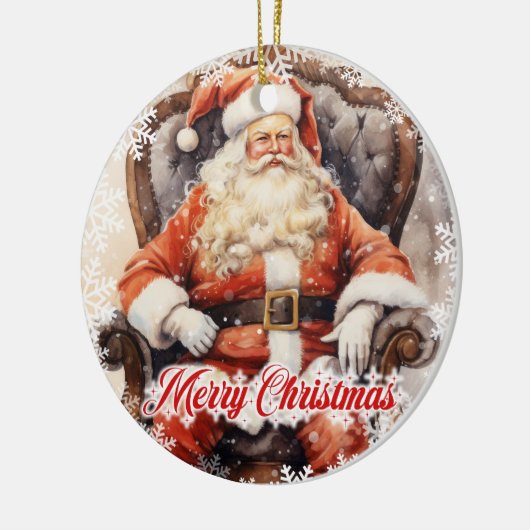 Klassiek  Sinterklaas zittend op een stoel Keramisch Ornament (Links)