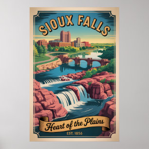Klassiek Sioux Falls South Dakota Retro Reisposter Poster