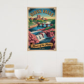 Klassiek Sioux Falls South Dakota Retro Reisposter Poster (Keuken)