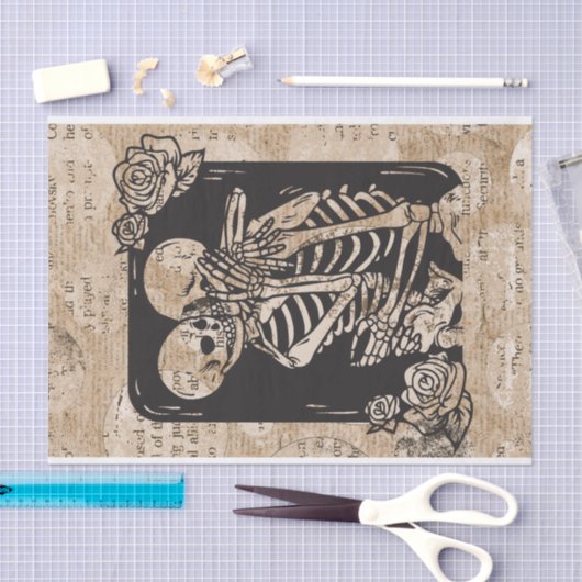 Klassiek Skelet Koppel Halloween Bruiloft Tissuepapier (Craft)