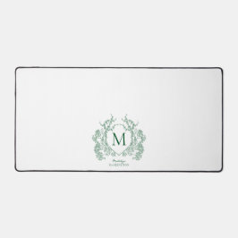 Klassiek smaragdgroen bloemenkroon monogram bureaumat