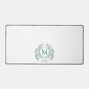 Klassiek smaragdgroen bloemenkroon monogram bureaumat