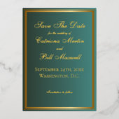 Klassiek smaragdgroen en goud Save the Date Folie Uitnodiging (Voorkant)