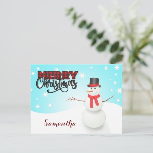  klassiek sneeuw man Kerst Feestdagenkaart (Staand voorkant)