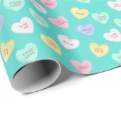 Klassiek Snoep van Valentijnse  Harten op Blauwgro Cadeaupapier (Rol Hoek)