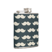 Klassiek snor patroon op zwart gepersonaliseerd heupfles (Rechts)