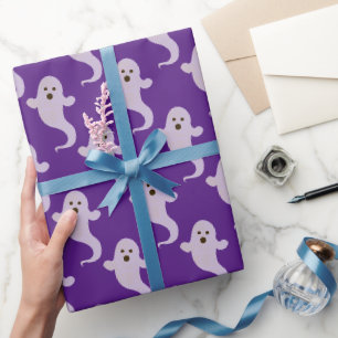 Klassiek spookpatroon op Paarse Cadeaupapier